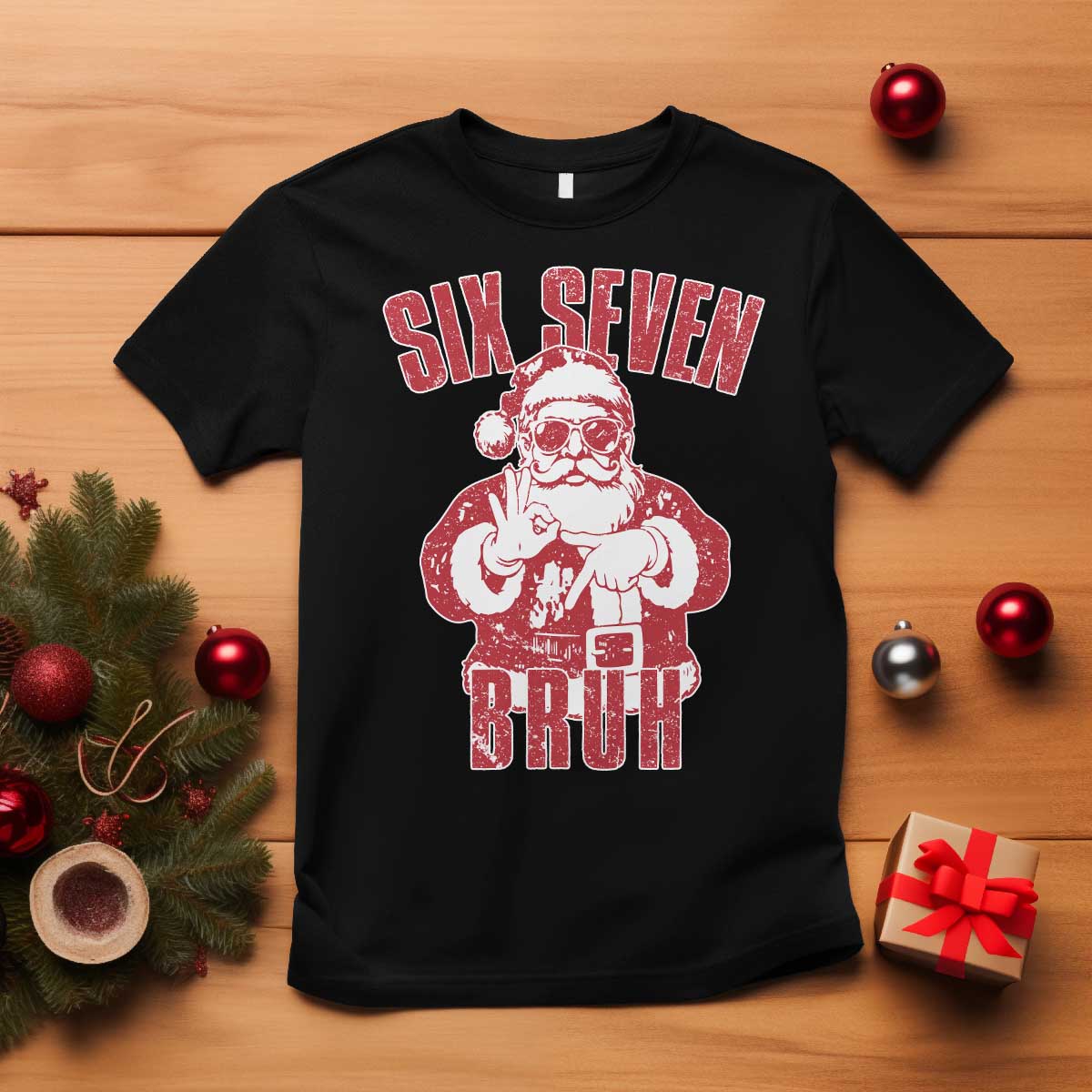 Six Seven Bruh Funny Christmas T Shirt Santa 67 Meme Teens Boys Kids Xmas Pajamas - Wonder Print Shop