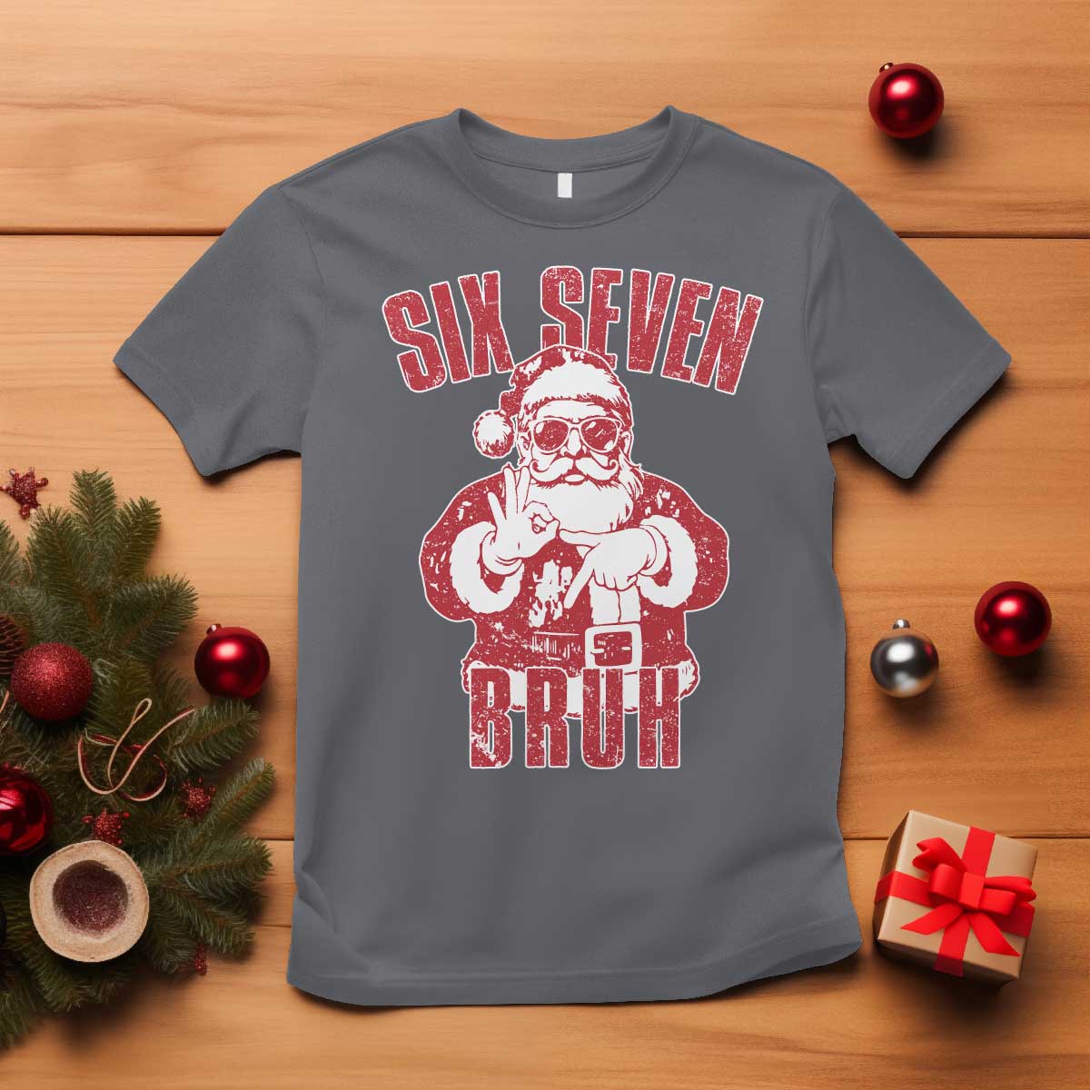 Six Seven Bruh Funny Christmas T Shirt Santa 67 Meme Teens Boys Kids Xmas Pajamas - Wonder Print Shop