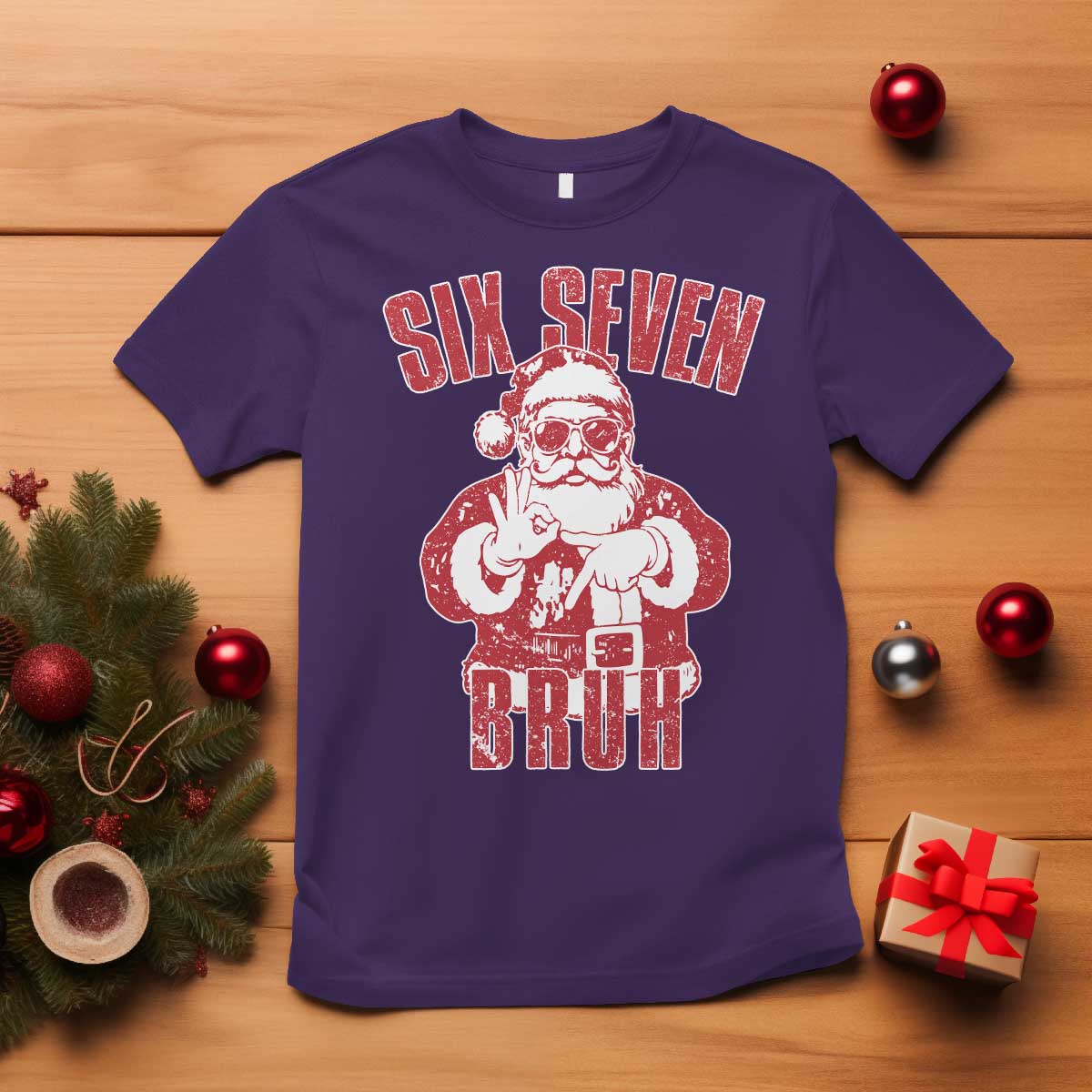 Six Seven Bruh Funny Christmas T Shirt Santa 67 Meme Teens Boys Kids Xmas Pajamas - Wonder Print Shop
