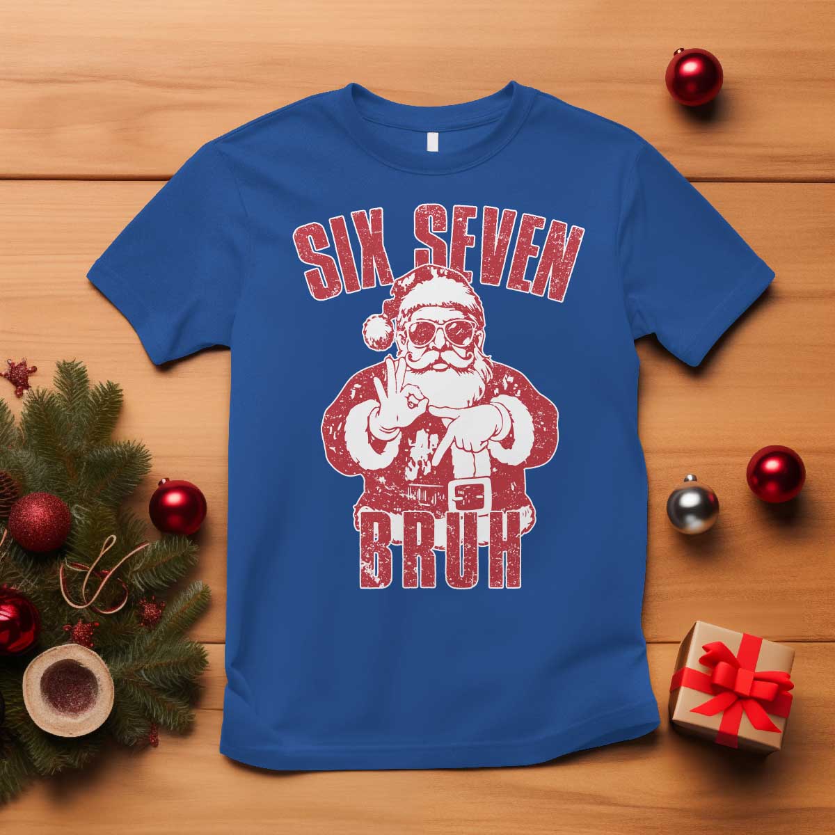 Six Seven Bruh Funny Christmas T Shirt Santa 67 Meme Teens Boys Kids Xmas Pajamas - Wonder Print Shop