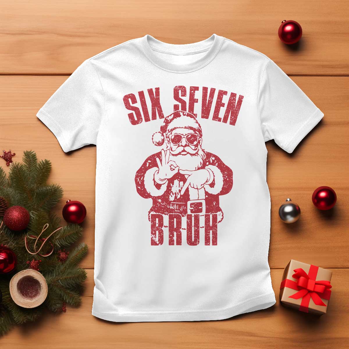 Six Seven Bruh Funny Christmas T Shirt Santa 67 Meme Teens Boys Kids Xmas Pajamas - Wonder Print Shop