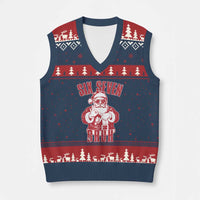 Six Seven Bruh Funny Xmas V-Neck Knit Sweater Vest Santa 67 Meme Teens Boys Kids Xmas Pajamas - Wonder Print Shop