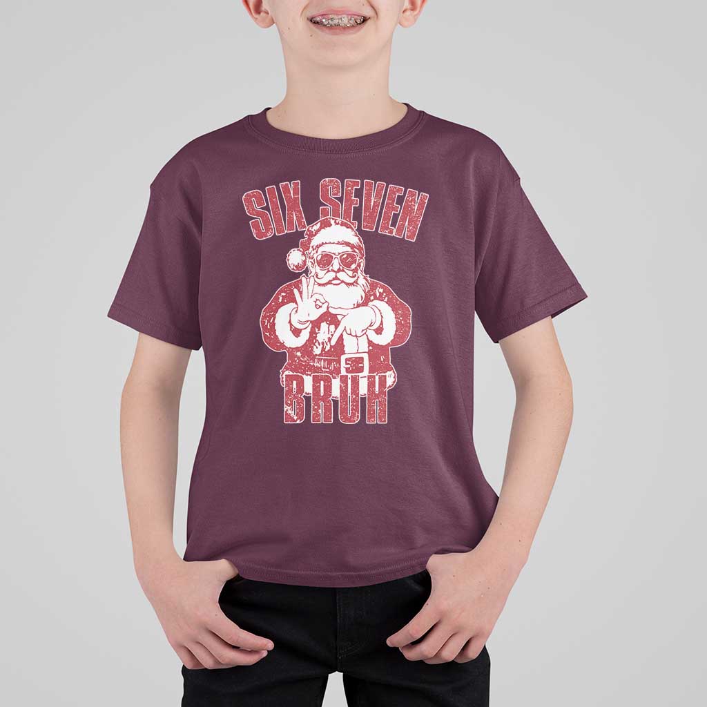 Six Seven Bruh Funny Christmas T Shirt For Kid Santa 67 Meme Teens Boys Kids Xmas Pajamas - Wonder Print Shop