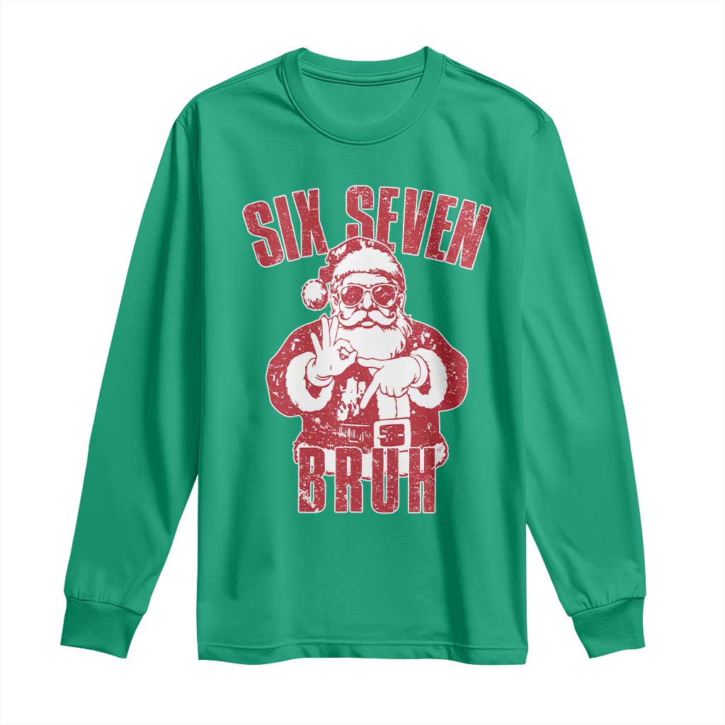 Six Seven Bruh Funny Christmas Long Sleeve Shirt Santa 67 Meme Teens Boys Kids Xmas Pajamas - Wonder Print Shop