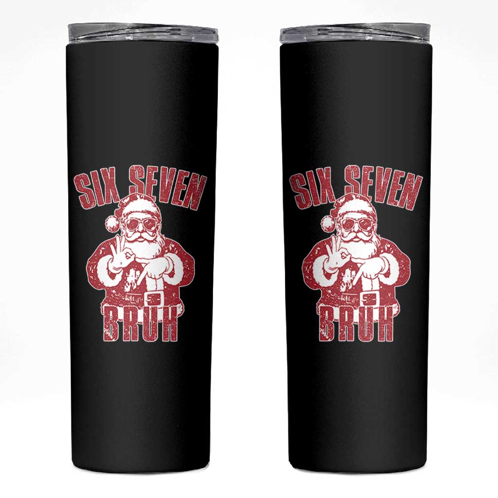 Six Seven Bruh Funny Christmas Skinny Tumbler Santa 67 Meme Teens Boys Kids Xmas Pajamas - Wonder Print Shop