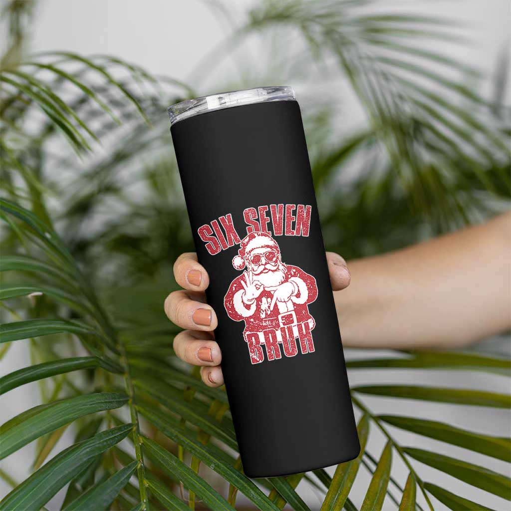 Six Seven Bruh Funny Christmas Skinny Tumbler Santa 67 Meme Teens Boys Kids Xmas Pajamas - Wonder Print Shop