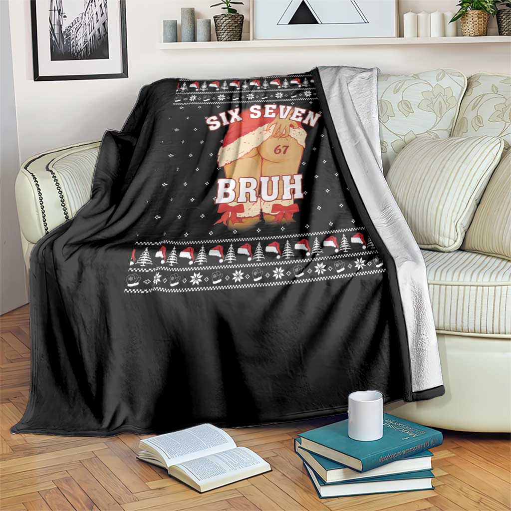 Funny Six Seven 6 7 Meme Ugly Christmas Throw Blanket Santa 67 Meme Xmas Pajamas - Wonder Print Shop