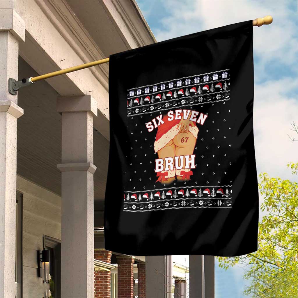 Funny Six Seven 6 7 Meme Ugly Christmas Garden Flag Santa 67 Meme Xmas Pajamas - Wonder Print Shop