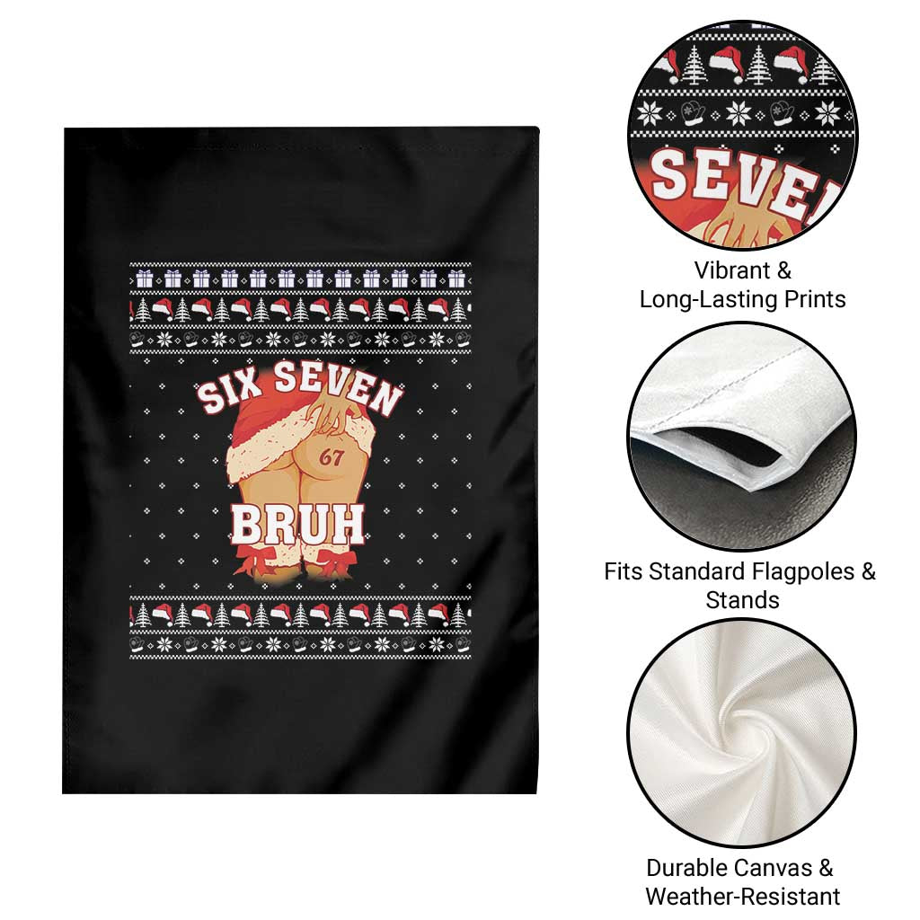 Funny Six Seven 6 7 Meme Ugly Christmas Garden Flag Santa 67 Meme Xmas Pajamas - Wonder Print Shop