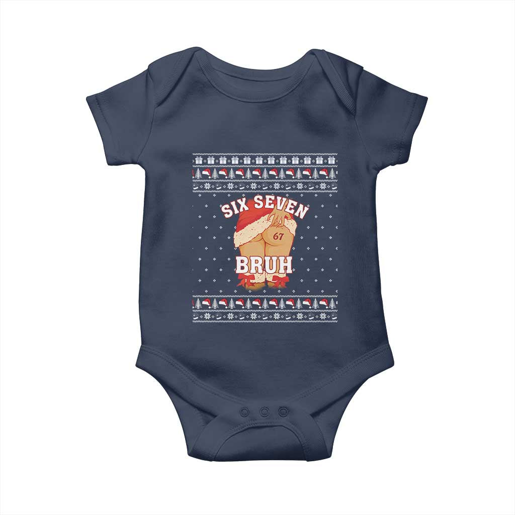 Funny Six Seven 6 7 Meme Ugly Christmas Baby Onesie Santa 67 Meme Xmas Pajamas - Wonder Print Shop