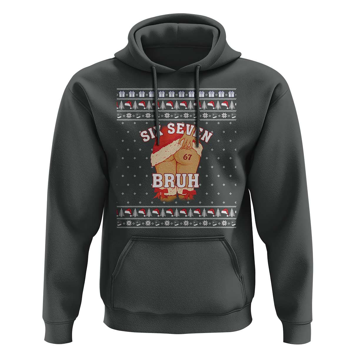 Funny Six Seven 6 7 Meme Ugly Christmas Hoodie Santa 67 Meme Xmas Pajamas - Wonder Print Shop