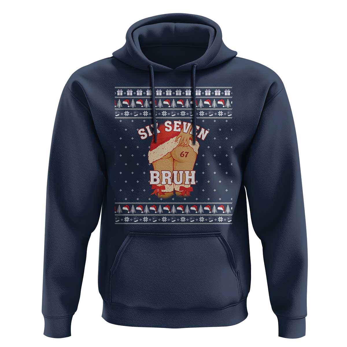 Funny Six Seven 6 7 Meme Ugly Christmas Hoodie Santa 67 Meme Xmas Pajamas - Wonder Print Shop