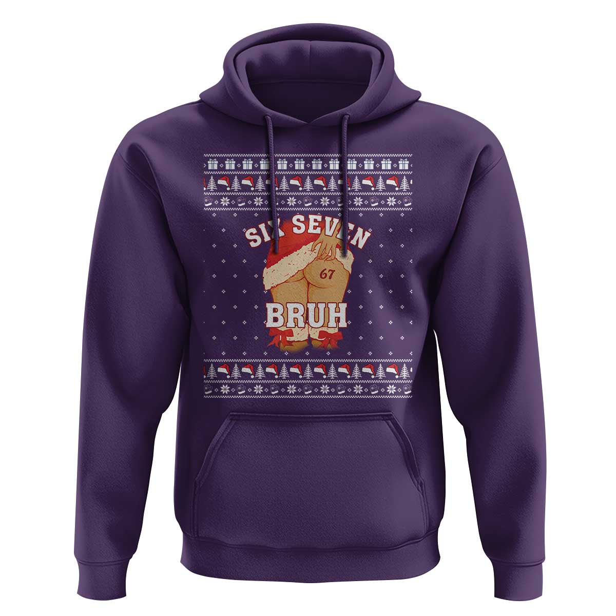 Funny Six Seven 6 7 Meme Ugly Christmas Hoodie Santa 67 Meme Xmas Pajamas - Wonder Print Shop