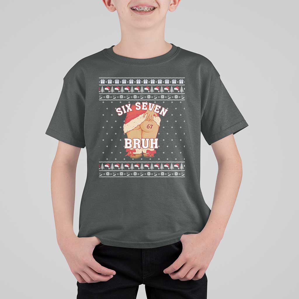 Funny Six Seven 6 7 Meme Ugly Christmas T Shirt For Kid Santa 67 Meme Xmas Pajamas - Wonder Print Shop