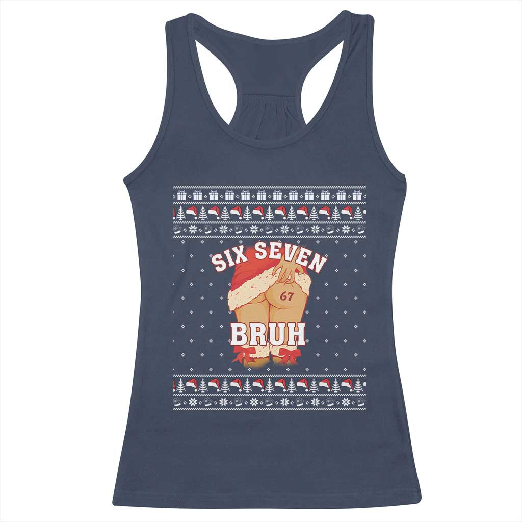 Funny Six Seven 6 7 Meme Ugly Christmas Racerback Tank Top Santa 67 Meme Xmas Pajamas - Wonder Print Shop