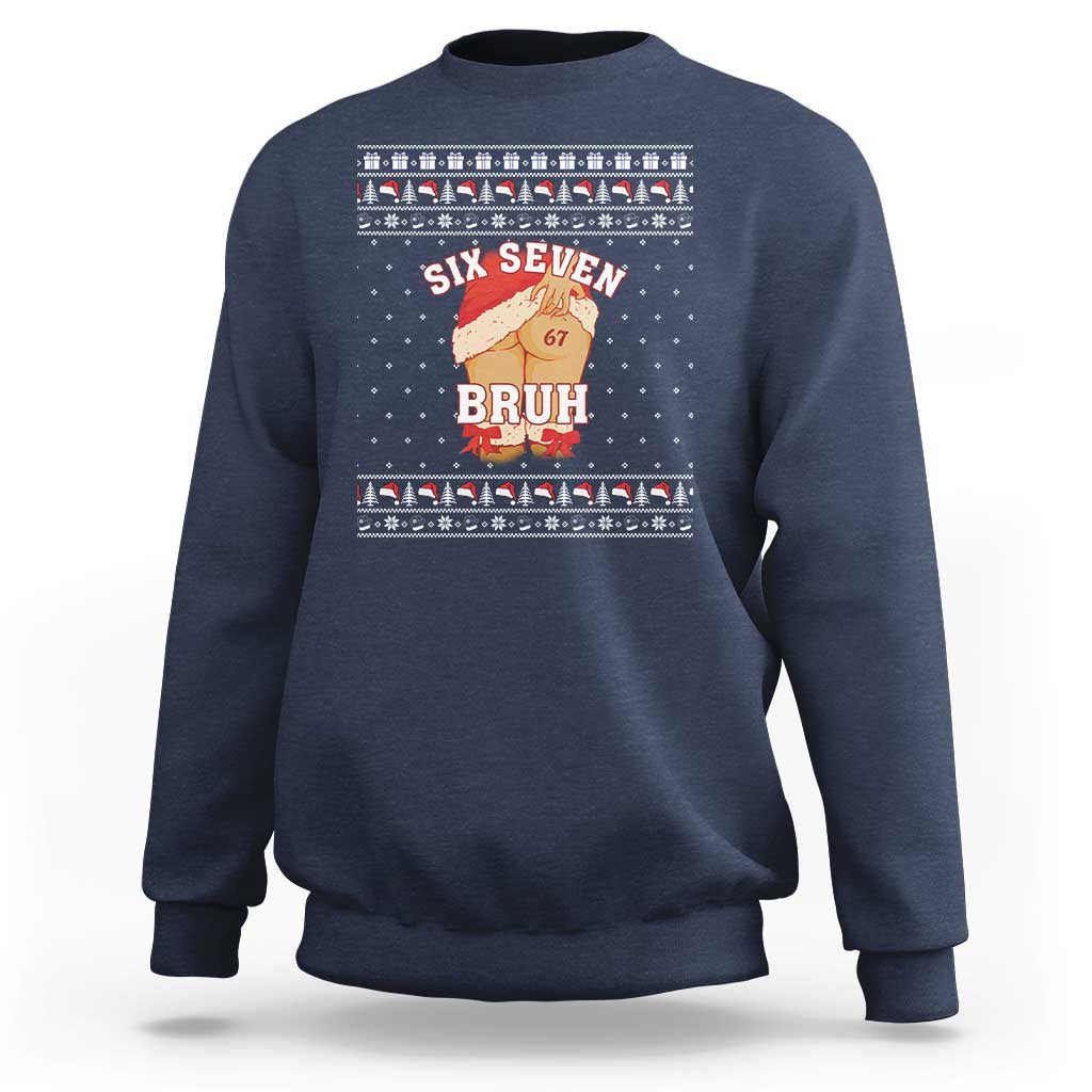 Funny Six Seven 6 7 Meme Ugly Christmas Sweatshirt Santa 67 Meme Xmas Pajamas - Wonder Print Shop