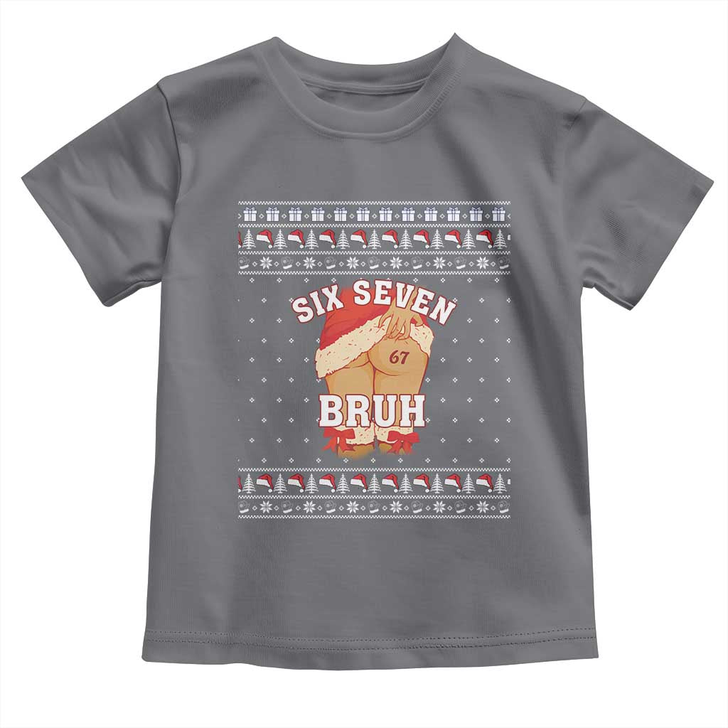 Funny Six Seven 6 7 Meme Ugly Christmas Toddler T Shirt Santa 67 Meme Xmas Pajamas - Wonder Print Shop