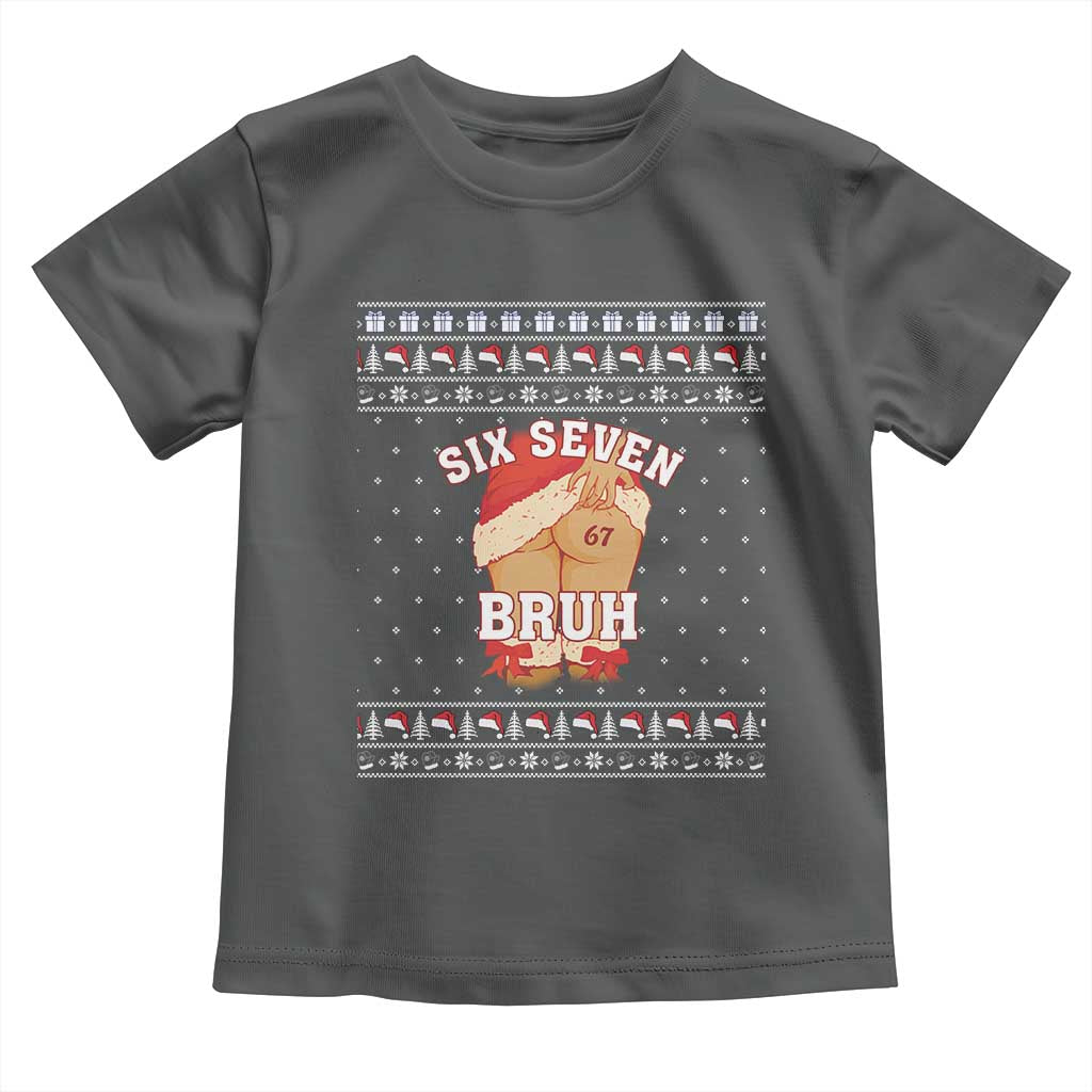 Funny Six Seven 6 7 Meme Ugly Christmas Toddler T Shirt Santa 67 Meme Xmas Pajamas - Wonder Print Shop