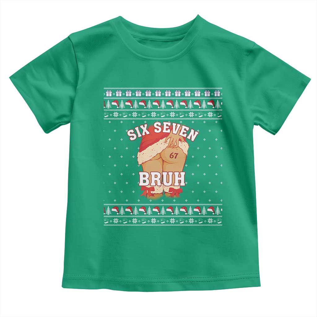 Funny Six Seven 6 7 Meme Ugly Christmas Toddler T Shirt Santa 67 Meme Xmas Pajamas - Wonder Print Shop