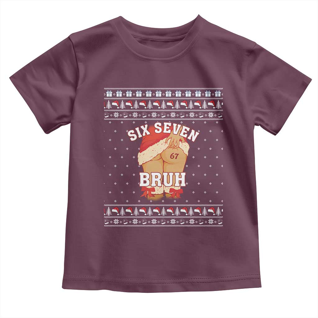 Funny Six Seven 6 7 Meme Ugly Christmas Toddler T Shirt Santa 67 Meme Xmas Pajamas - Wonder Print Shop