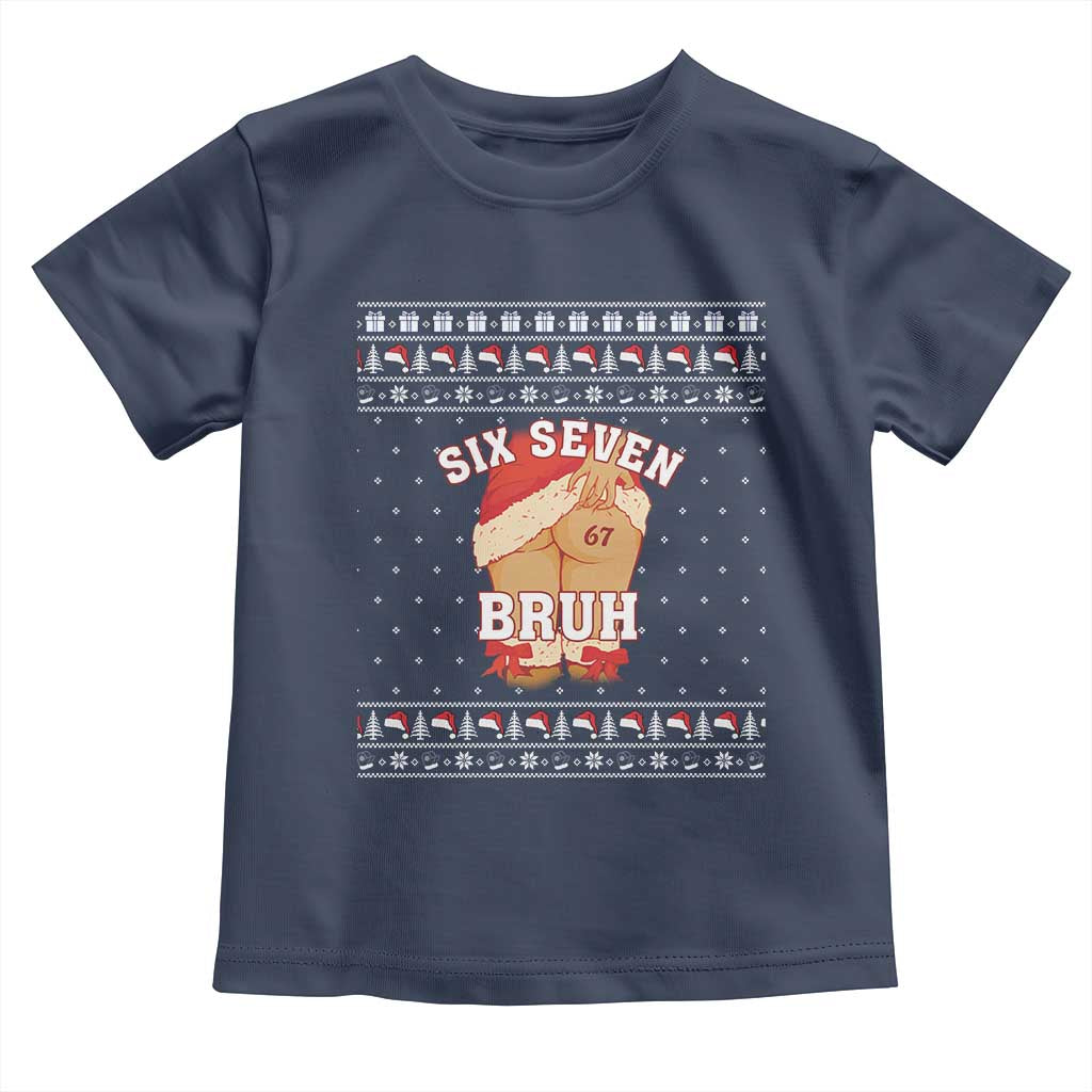 Funny Six Seven 6 7 Meme Ugly Christmas Toddler T Shirt Santa 67 Meme Xmas Pajamas - Wonder Print Shop