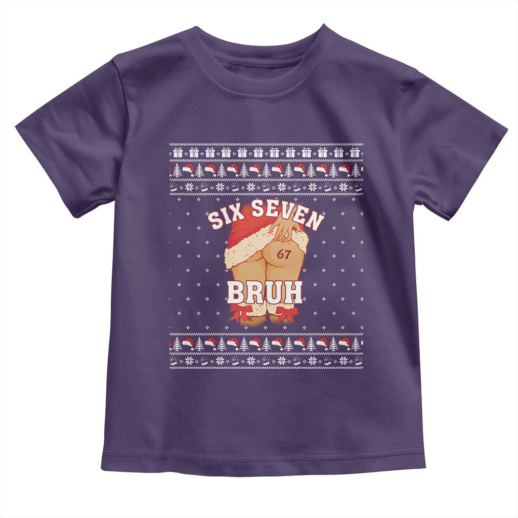 Funny Six Seven 6 7 Meme Ugly Christmas Toddler T Shirt Santa 67 Meme Xmas Pajamas - Wonder Print Shop