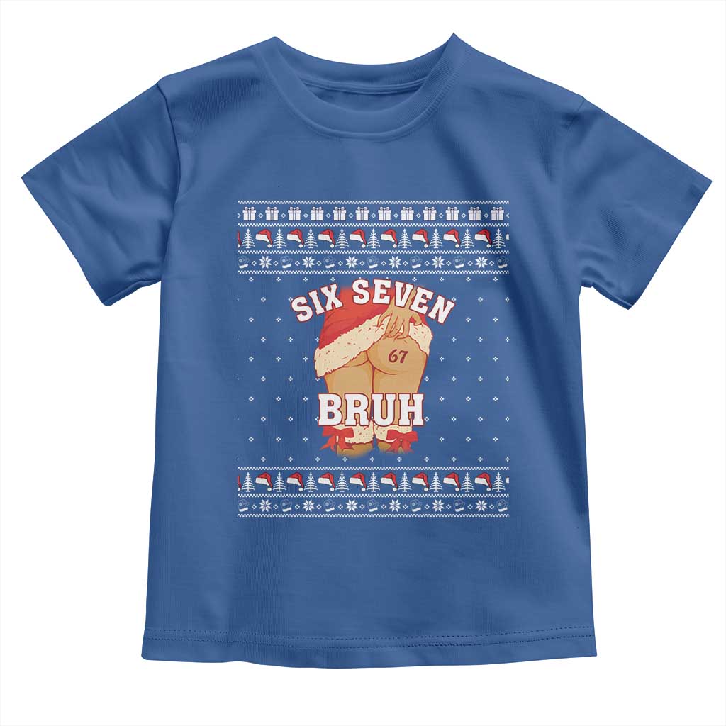Funny Six Seven 6 7 Meme Ugly Christmas Toddler T Shirt Santa 67 Meme Xmas Pajamas - Wonder Print Shop