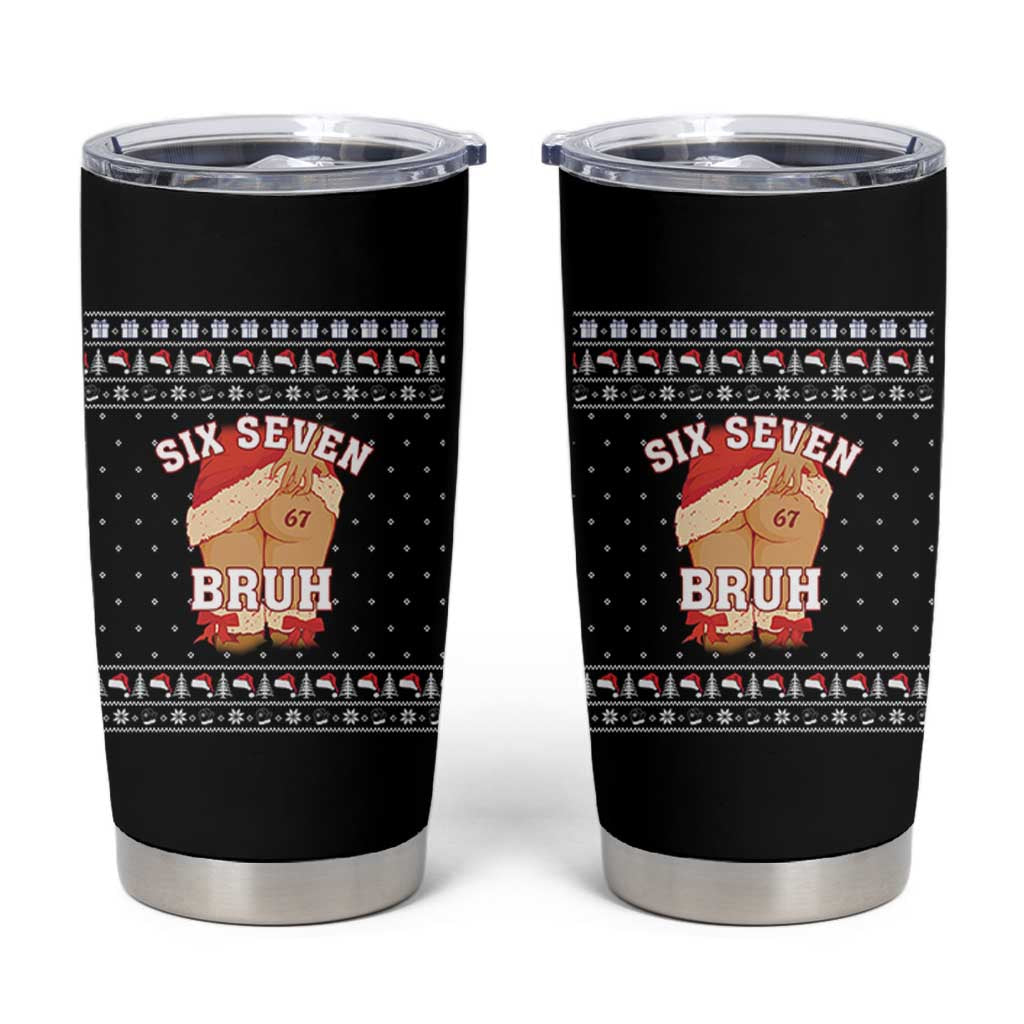 Funny Six Seven 6 7 Meme Ugly Christmas Tumbler Cup Santa 67 Meme Xmas Pajamas - Wonder Print Shop