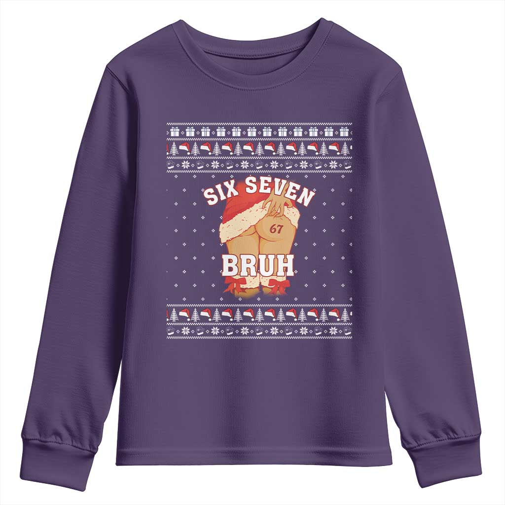 Funny Six Seven 6 7 Meme Ugly Christmas Youth Sweatshirt Santa 67 Meme Xmas Pajamas - Wonder Print Shop
