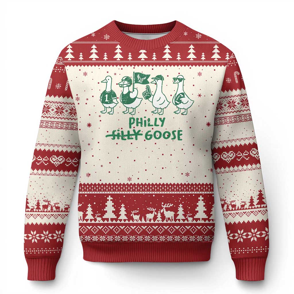 Philly Goose Ugly Christmas Sweater Funny Philadelphia Football Fan Gear Silly Gooses - Wonder Print Shop