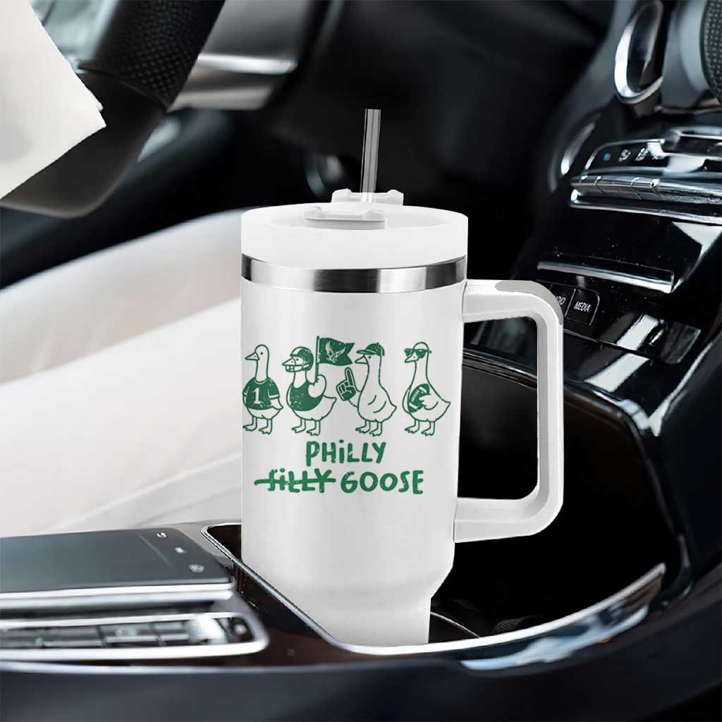 Philly Goose Tumbler With Handle Funny Philadelphia Football Fan Gear Silly Gooses - Wonder Print Shop