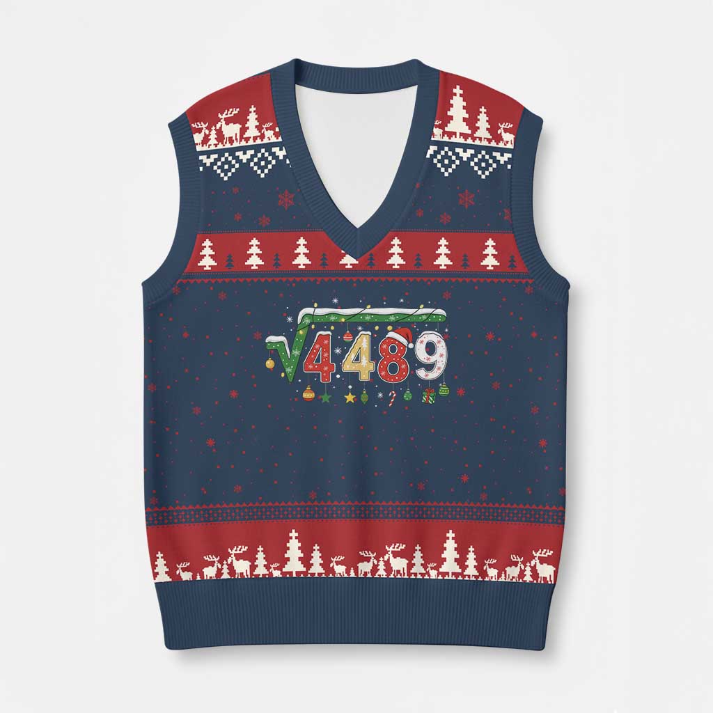 Math 67 Meme Funny Six Seven Funny Xmas V-Neck Knit Sweater Vest Funny Math Teacher Teen Slang Boys Kids Xmas Pajamas - Wonder Print Shop