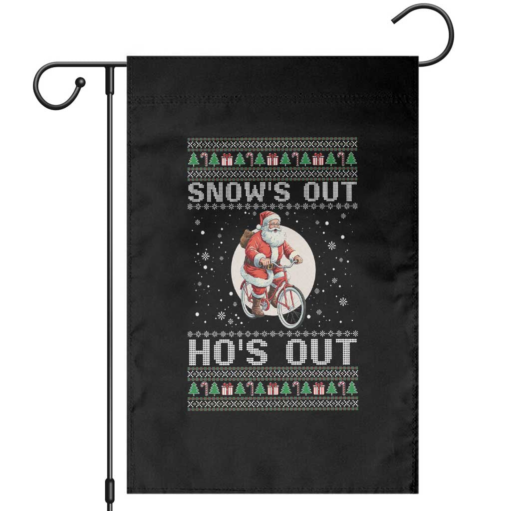 Funny Santa Christmas Garden Flag Snows Out Hos Out Ugly Xmas - Wonder Print Shop