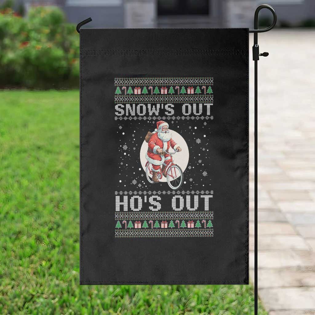 Funny Santa Christmas Garden Flag Snows Out Hos Out Ugly Xmas - Wonder Print Shop
