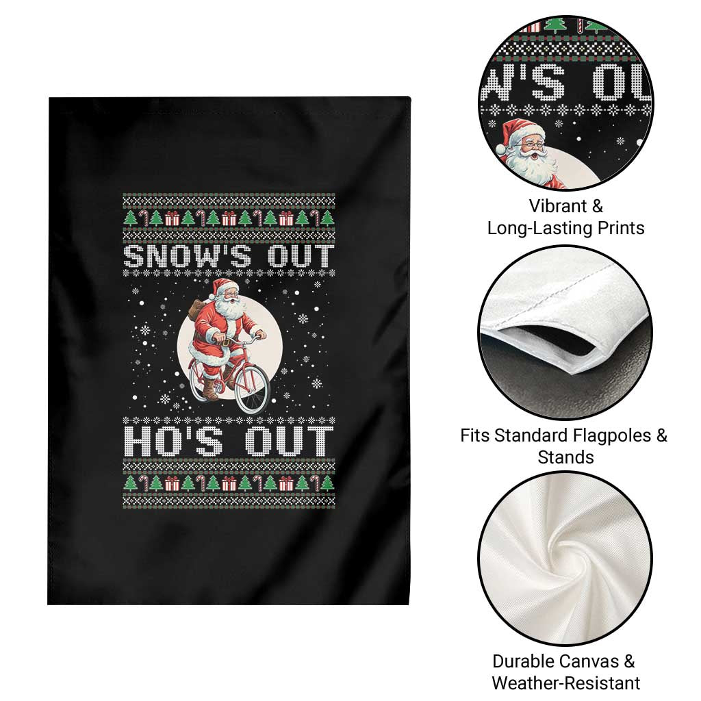 Funny Santa Christmas Garden Flag Snows Out Hos Out Ugly Xmas - Wonder Print Shop