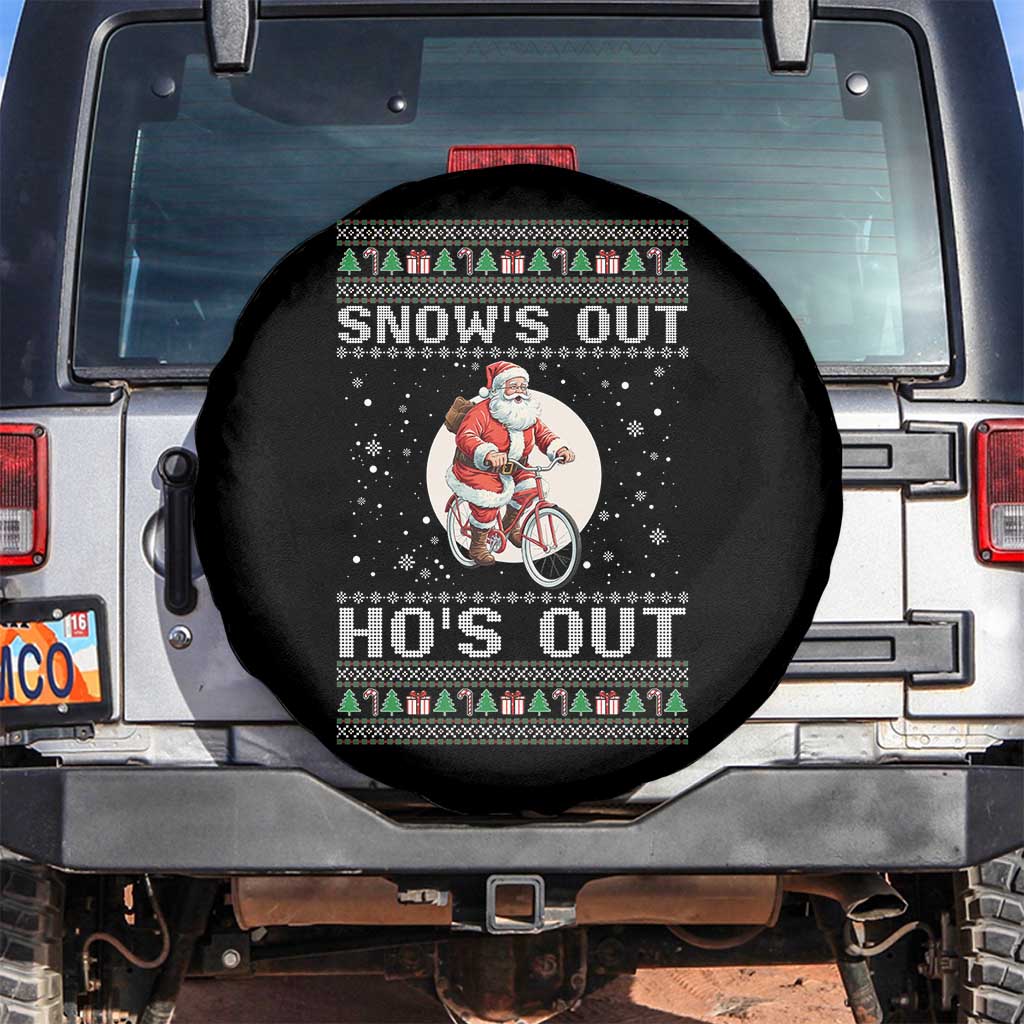 Funny Santa Christmas Spare Tire Cover Snows Out Hos Out Ugly Xmas - Wonder Print Shop