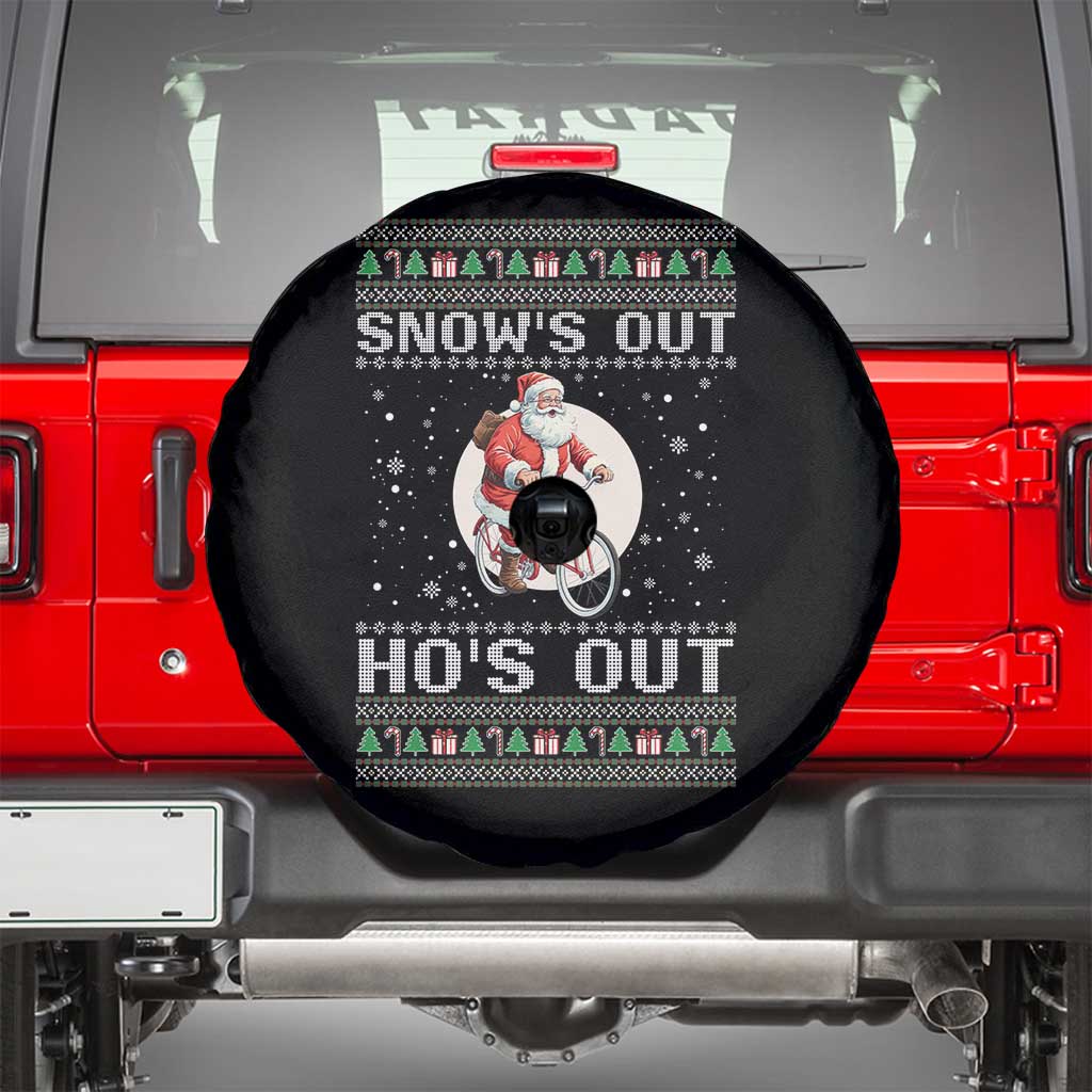 Funny Santa Christmas Spare Tire Cover Snows Out Hos Out Ugly Xmas - Wonder Print Shop