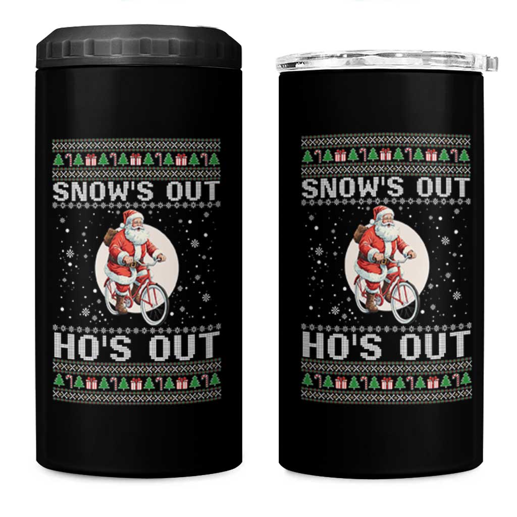 Funny Santa Christmas 4 in 1 Can Cooler Tumbler Snows Out Hos Out Ugly Xmas - Wonder Print Shop