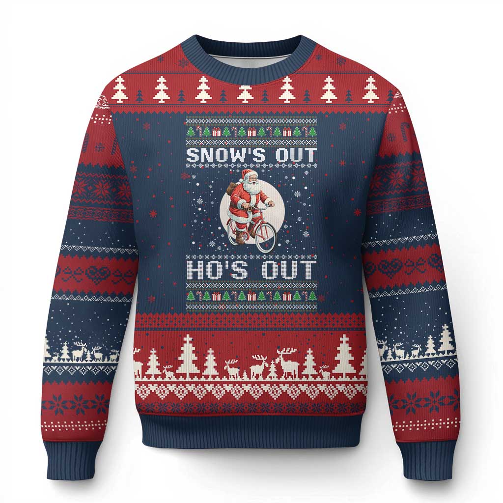 Funny Santa Xmas Ugly Christmas Sweater Snows Out Hos Out Ugly Xmas - Wonder Print Shop