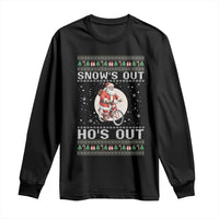 Funny Santa Christmas Long Sleeve Shirt Snows Out Hos Out Ugly Xmas - Wonder Print Shop