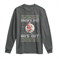 Funny Santa Christmas Long Sleeve Shirt Snows Out Hos Out Ugly Xmas - Wonder Print Shop