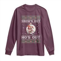 Funny Santa Christmas Long Sleeve Shirt Snows Out Hos Out Ugly Xmas - Wonder Print Shop