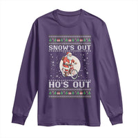 Funny Santa Christmas Long Sleeve Shirt Snows Out Hos Out Ugly Xmas - Wonder Print Shop