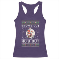 Funny Santa Christmas Racerback Tank Top Snows Out Hos Out Ugly Xmas - Wonder Print Shop