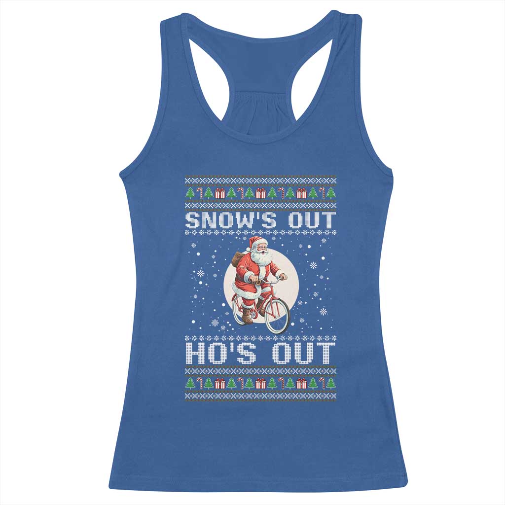 Funny Santa Christmas Racerback Tank Top Snows Out Hos Out Ugly Xmas - Wonder Print Shop