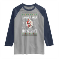 Funny Santa Christmas Raglan Shirt Snows Out Hos Out Ugly Xmas - Wonder Print Shop