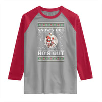 Funny Santa Christmas Raglan Shirt Snows Out Hos Out Ugly Xmas - Wonder Print Shop
