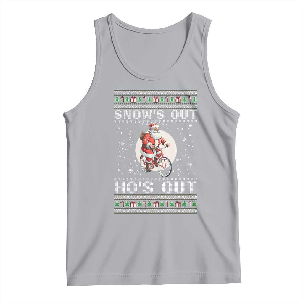 Funny Santa Christmas Tank Top Snows Out Hos Out Ugly Xmas - Wonder Print Shop