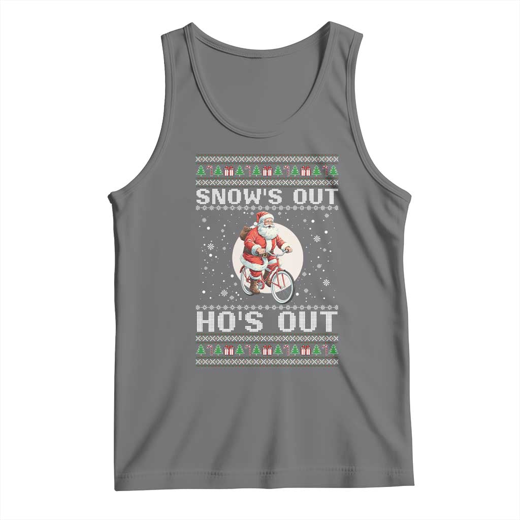 Funny Santa Christmas Tank Top Snows Out Hos Out Ugly Xmas - Wonder Print Shop