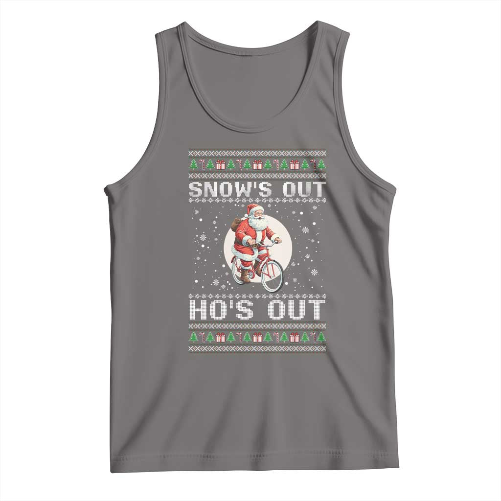Funny Santa Christmas Tank Top Snows Out Hos Out Ugly Xmas - Wonder Print Shop